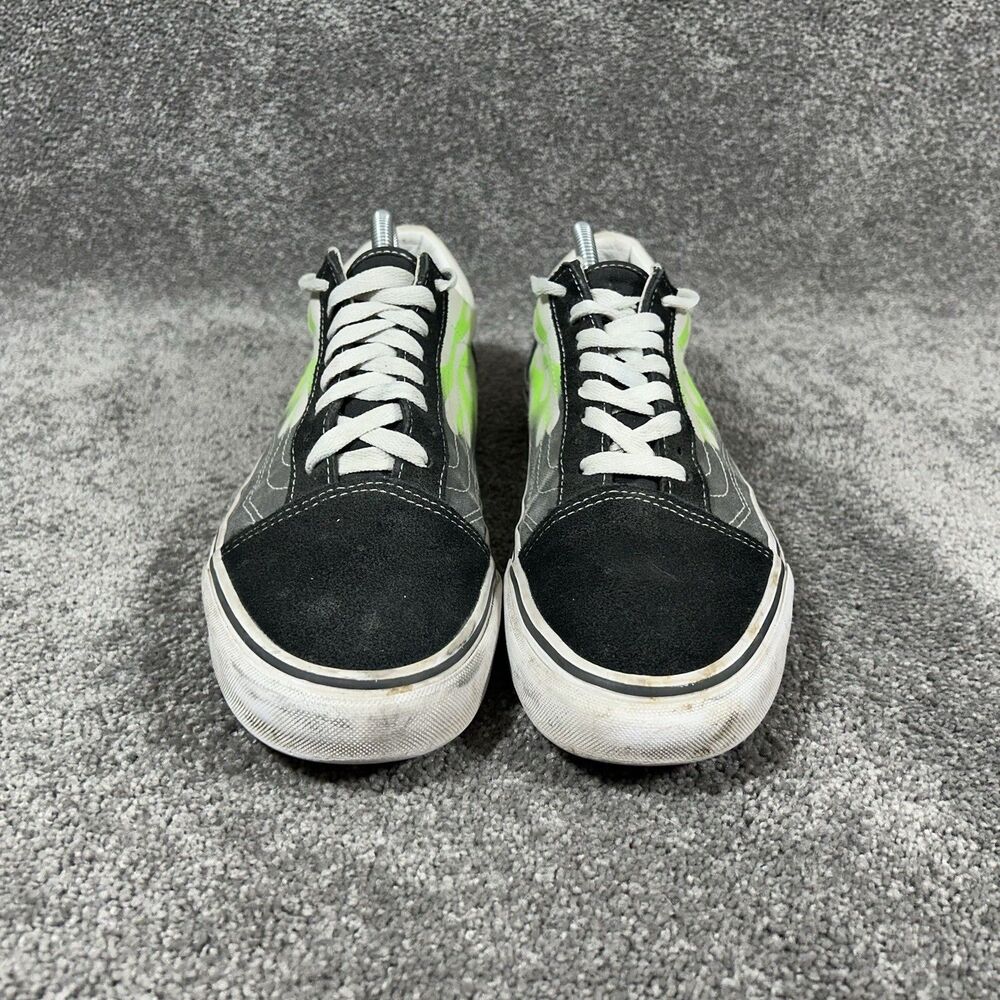 Vans Old Skool Flames Mens Size 9.5 Black White Green Athletic Skate Shoes Used - Picture 4 of 12